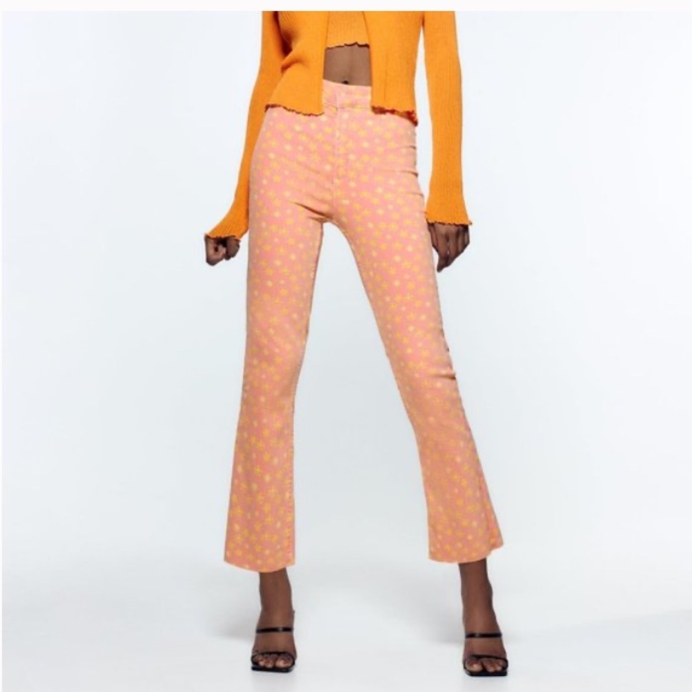 Zara Vibrant Pink and Orange Flare Pants